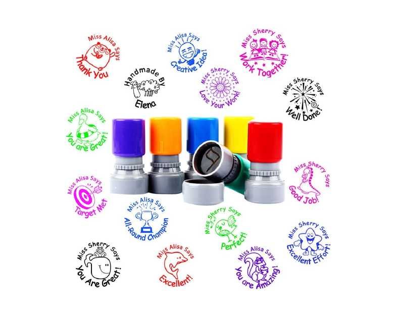 4PCS Custom Teacher Name Rubber Stamp Pre Self Inking School Student Homework Stamper