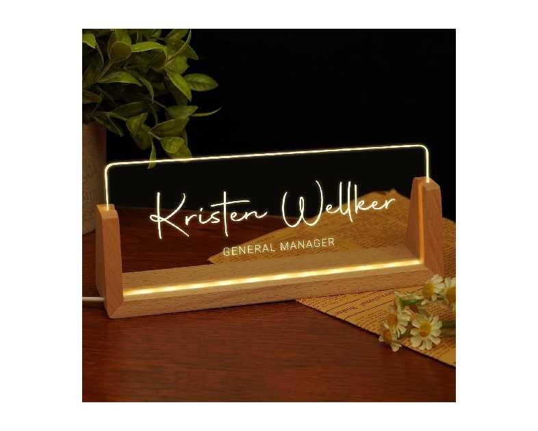 Custom Name Plate for Desk, Personalized Light Up Acrylic Desk Name Plate