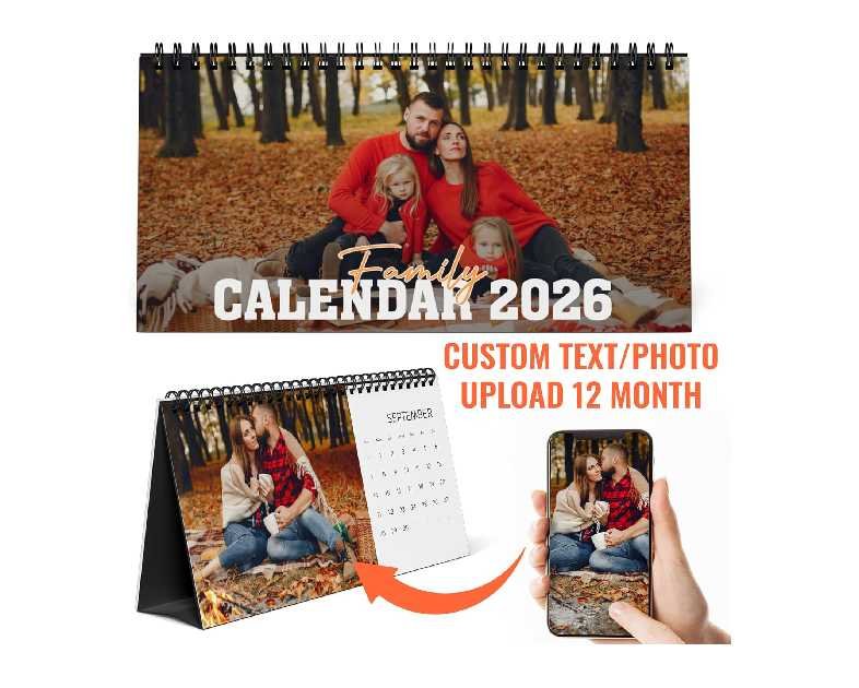 Custom Photo Desk Calendar 2026 - Personalized Monthly Desktop Calendar with Your Pictures - Custom Family Photo Gift for Office, School, Home, Classroom