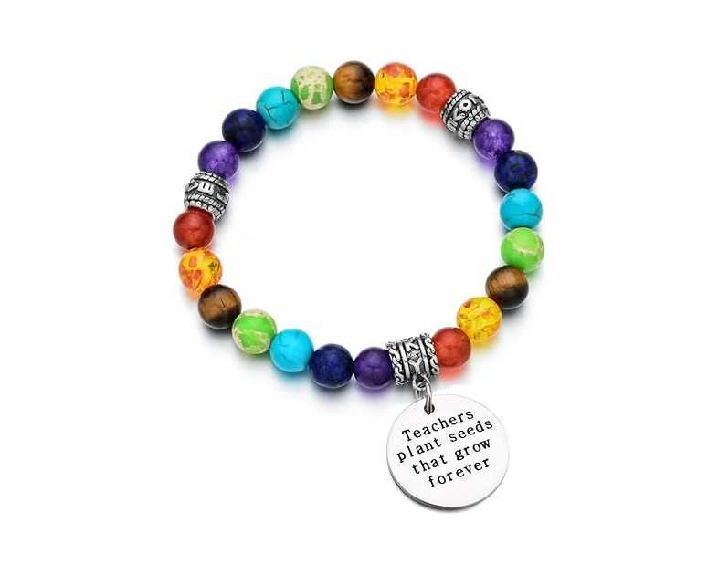 Teacher Appreciation Gifts Bracelets 7 Chakra Healing Beads Bracelet Graduation Jewelry for Teacher