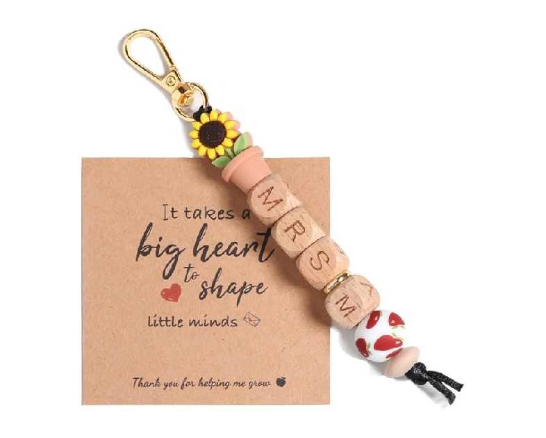 Teacher Appreciation Gifts for Women,Handmade Teacher Keychain Valentines Day Gifts Thank You Gifts for Her