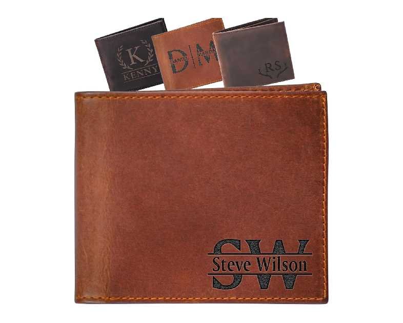 Custom Wallet for Men, Dad, Him, Mens Christmas Gifts, Genuine Leather Wallet with Custom Name for Anniversary, Personalized Unique Design Wallet for Him, Father, Boyfriend, Husband, Grandpa, Son