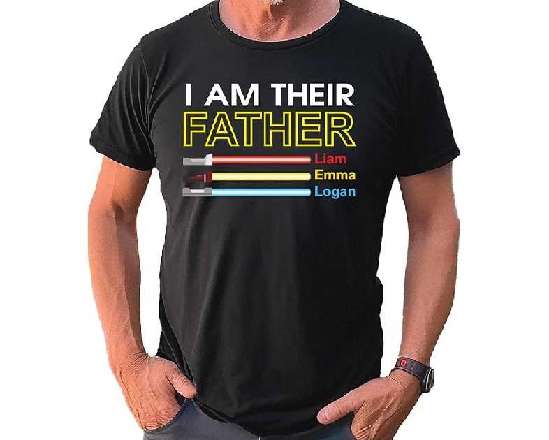 Personalized I am Your Their Father Shirt, Dad Gift, Custom Stars Tshirts for Daddy, Tee Gifts for Dad Papa Husband from Daughters Son Wife, Christmas, Fathers Day & Birthday Present