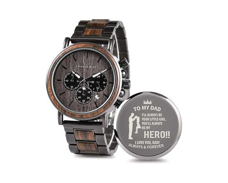 2win Engraved Wooden Watch for Boyfriend My Man Fiancé Husband Customized Personalized Wood Watches for Men Birthday Anniversary Personalized Watch