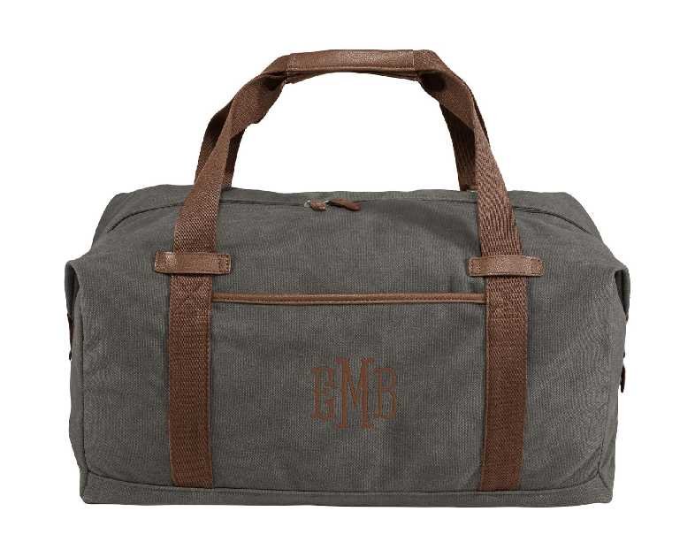 Custom Canvas Duffel Bag for Men Women - Add Your Monogram - Personalized Weekender Bag for Gym, Overnight, Travel