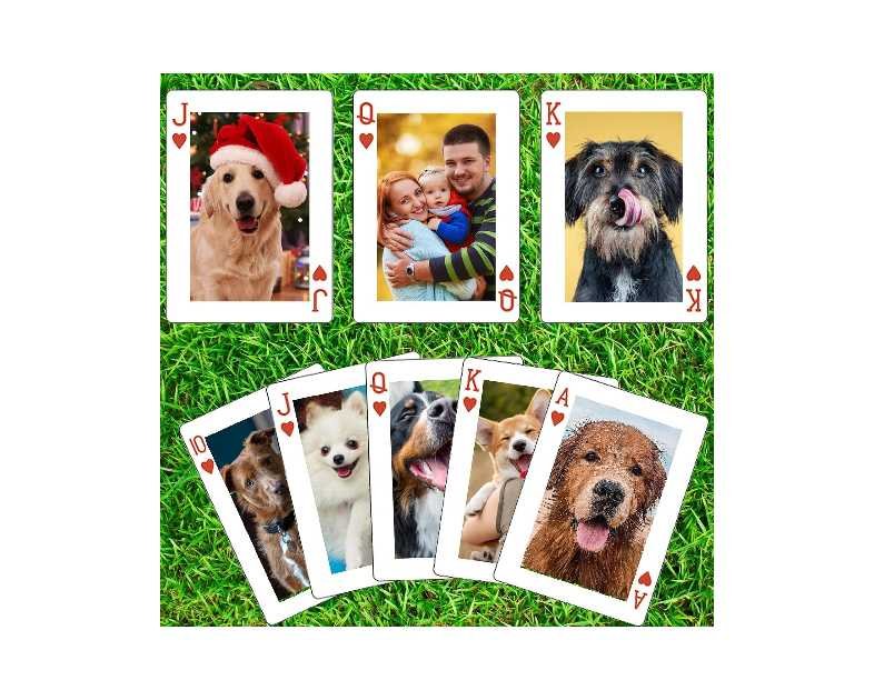 Custom Playing Cards Personalized with Your Photo Picture Both Sides, Unique Deck Card Games Gifts for Dog Pet Businesses Family Graduation Wedding Anniversary Valentines Christmas New Year Party
