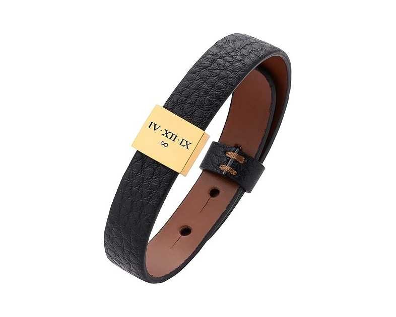 MignonandMignon Personalized Leather Mens Bracelet Coordinate Bracelet - Fathers Day & Valentines Day Gift - MLBR