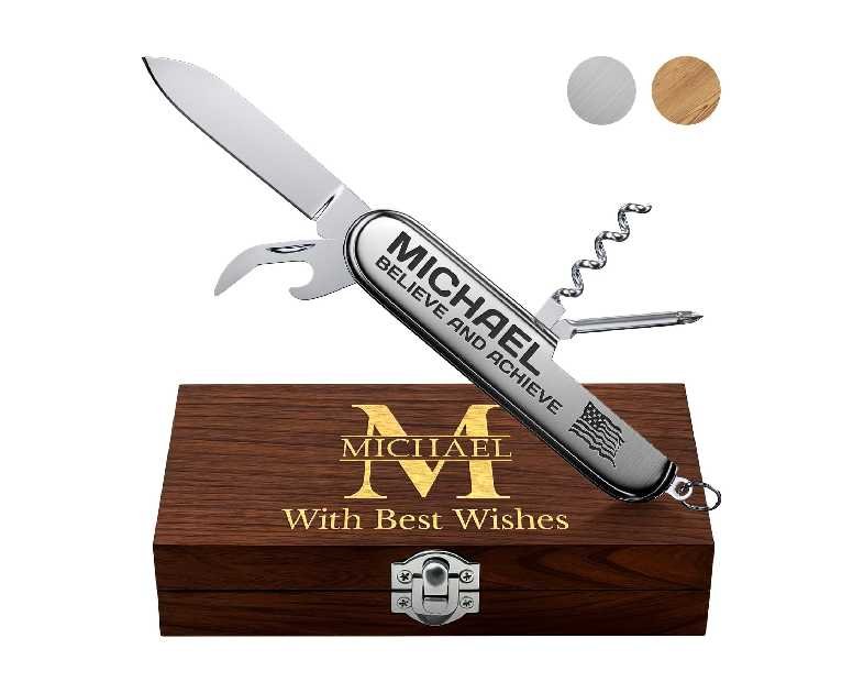 Small Pocket Knife 6 in 1 - Keychain Multitool - Compact Kids Pocket Knife with Bottle Opener, Can Opener, Corkscrew, Phillips Screwdriver - EDC Gift for Men, Women, Camping, Hiking, Travel - 5005