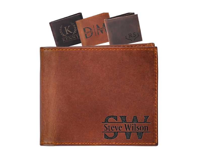 Custom Wallet for Men, Dad, Him, Mens Christmas Gifts, Genuine Leather Wallet with Custom Name for Anniversary, Personalized Unique Design Wallet for Him, Father, Boyfriend, Husband, Grandpa, Son