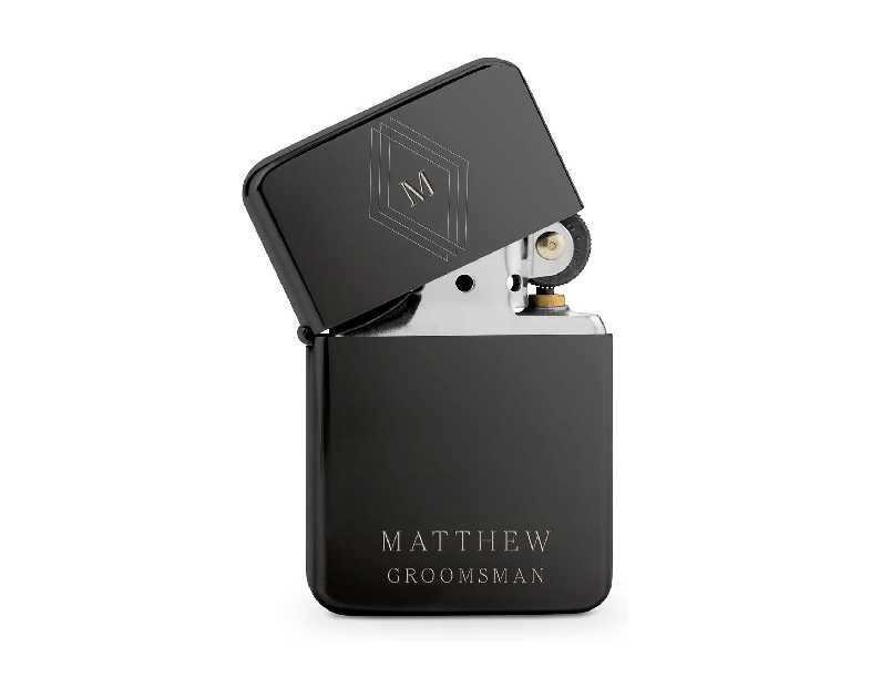 Weddingstar Custom Metal Windproof Personalized Lighter Gunmetal Black