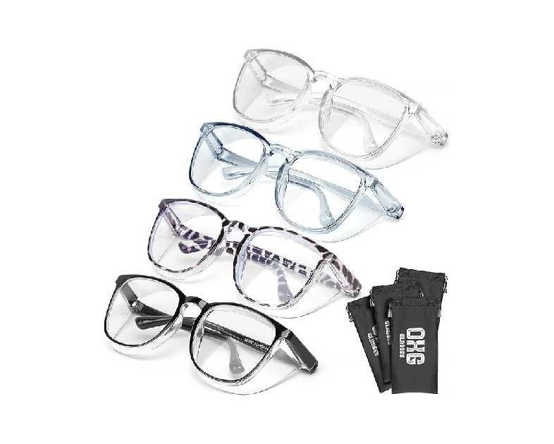 OXG 4 Pack Safety Glasses Anti Fog Goggles, Blue Light Blocking Stylish Safety Glasses for Women Nurses Protective Eyewear