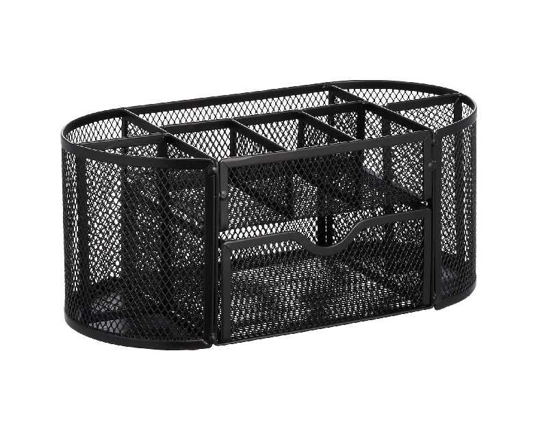 Amazon Basics Pen Holder and Desk Organizer, Office Caddy Storage, Black, ‎9.25" x 4.53" x 3.94"