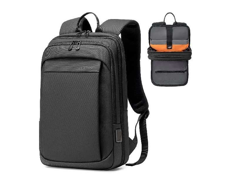 FENRUIEN Work Backpack for Men, Water Resistant Expandable Backpack with USB C Charging Port, Black 15.6 Laptop Backpack