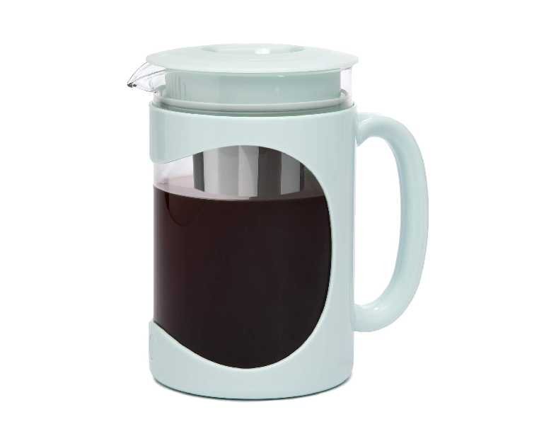 Primula Burke Deluxe Cold Brew Iced Coffee Maker, Comfort Grip Handle, Durable Glass Carafe, Removable Mesh Filter, Perfect 6 Cup Size, Dishwasher Safe, 1.6 qt, Aqua