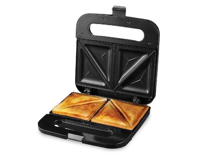 OVENTE Electric Sandwich Maker with Non-Stick Plates, Indicator Lights, Cool Touch Handle, Easy to Clean and Store, Perfect for Cooking Breakfast, Grilled Cheese, Tuna Melts and Snacks, Black GPS401B