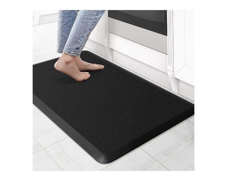 KitchenClouds Kitchen Mat Cushioned Anti Fatigue Rug 17.3"x28" Waterproof, Non Slip, Standing and Comfort Desk/Floor Mats for House Sink Office (Black)