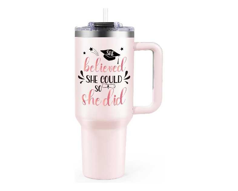 Graduation Gifts, Graduation Gifts for Her, Congrats Grad Gift for College or High School 2025 Grad Gift for Daughter, Sister, Friend, She Believed She Could so She Did 40oz Tumbler