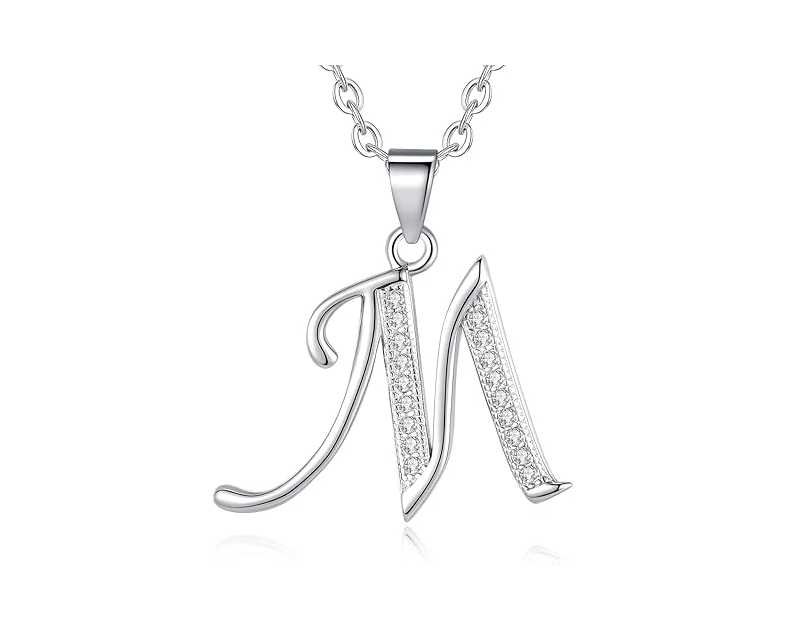 VIKI LYNN Initial Necklace for Women Letter pendant Necklace A to Z with Cubic Zirconia Silver or Gold Letter Charm Necklace Anniversary, Birthday, Graduation Gift for Women, Mom, Her
