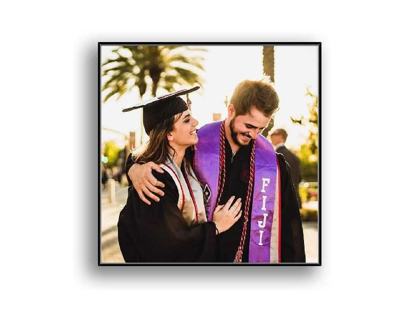 Custom Framed Canvas Wall Art Personalized Canvas Prints with Your Photo for Graduation - 24"x24", Black Frame
