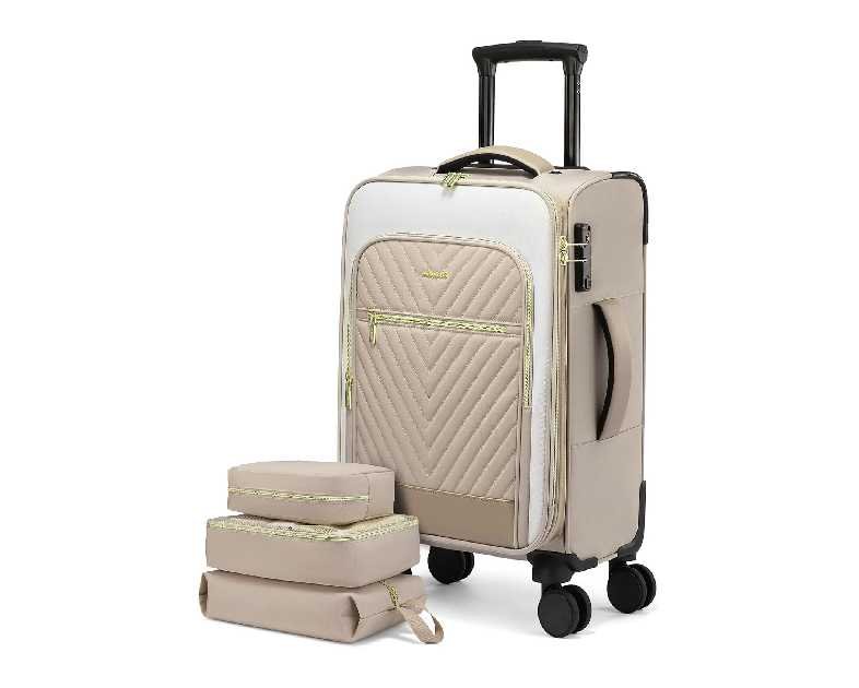 LOVEVOOK Carry On Luggage 22x14x9 Airline Approved,20 Inch Carry-on Suitcase for Women,Softside Suitcases with Wheels,Rolling Checked Luggage with TSA Lock,Lightweight Travel