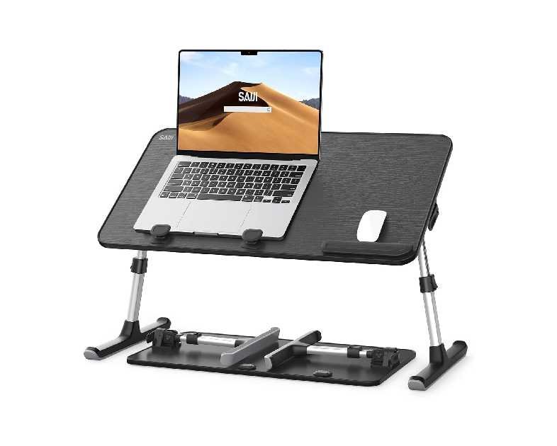 SAIJI Height & Angle Adjustable Laptop Stand for Bed, Lap Desk Bed Tray Table, Light Weight Foldable Portable Laptop Table for Couch Sofa Chair Floor Desk for Adults, Kids (Black)
