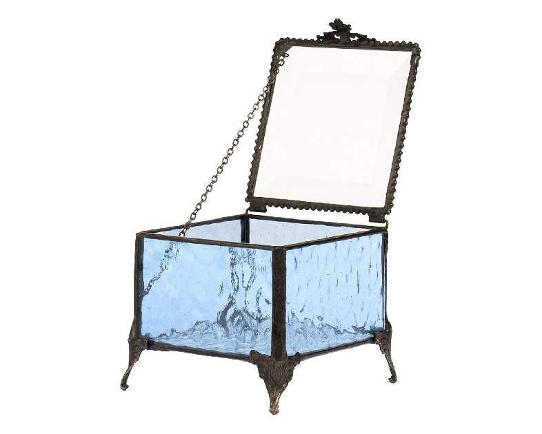 Personalized Graduation Gift For Her Glass Jewelry Box High School Graduate Or College Grad Class Of 2025 J Devlin Box EB240 (Blue)