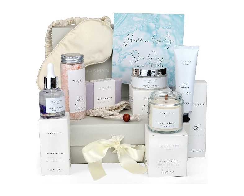Jasmyn & Greene Luxury Spa Gift Basket for Women - 10 Relaxing Spa Birthday Gifts for Women with Lavender. Bridal Shower Gifts for Woman with Self Care Kit. Get Well Soon Package for Mother Sister.
