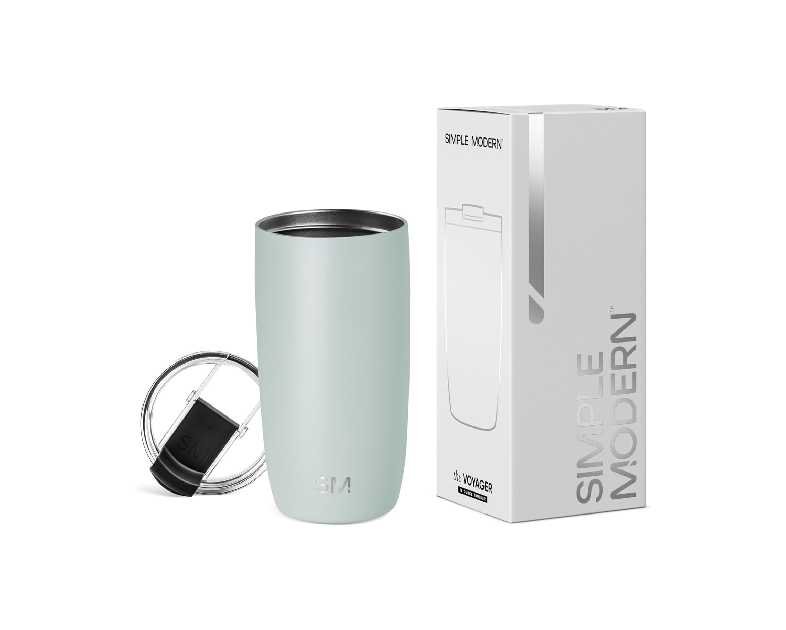 Simple Modern Travel Coffee Mug Tumbler with Flip Lid | Reusable Insulated Stainless Steel Cold Brew Iced Coffee Cup Thermos | Gifts for Women Men Him Her | Voyager Collection | 16oz | Sea Glass Sage