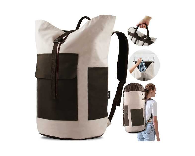 Laundry Bag Backpack, 125L Extra Large Travel Laundry Bags with Shoulder Straps, Adjustable & Extendable Design, Laundry Hamper Bag with 3 Pockets for Laundromat, College, Travel, Camping