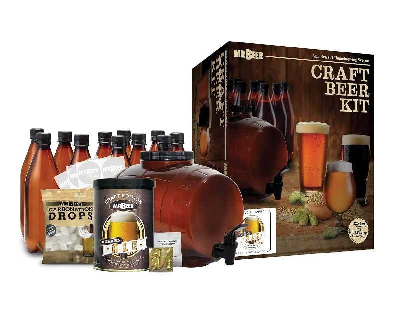 Mr. Beer - Craft Beer Making Kit (2 Gallon) Complete DIY Home Brew Set | Beer Making Kit for Beginners Everything Included | Reusable 25 oz Bottles | 2 Gallon Keg | Golden Ale
