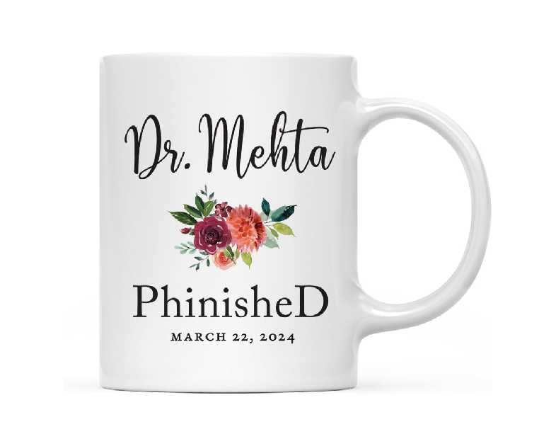Andaz Press Personalized Custom 11oz. PhD Graduation Coffee Mug Gift, Dr. Phinished, 1-Pack Cups for Graduates Students Class of Doctorate Grad Diploma Class of 2025 Graduation Mug PhD Cup PhD Gifts