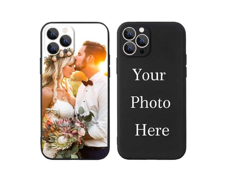 Custom Pictures Phone Case for iPhone 17/16/15/14/13/12/11 Pro Max Mini, Personalized Phone Cases, Customized Photo Black Liquid Silicone Soft Gel Rubber Cover for Birthday Friends Family