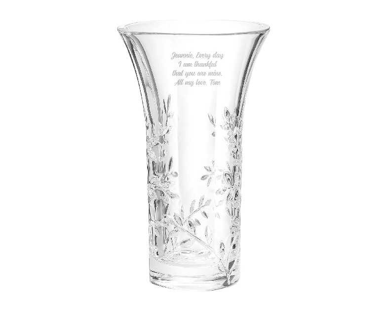 Things Remembered Vera Wang Engraved Crystal Leaf Vase (Free Customization)