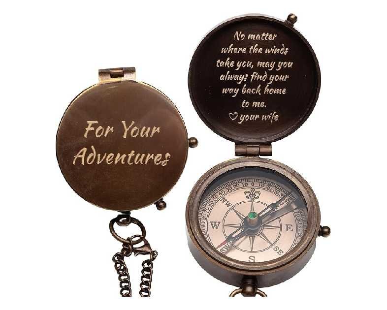 Engraved Compass Gift for Men – Personalized Brass Pocket Compass – Custom Antique Keepsake for Son, Husband, Boyfriend, or Dad – Graduation, Father’s Day, Anniversary, Birthday, or Christmas Gift
