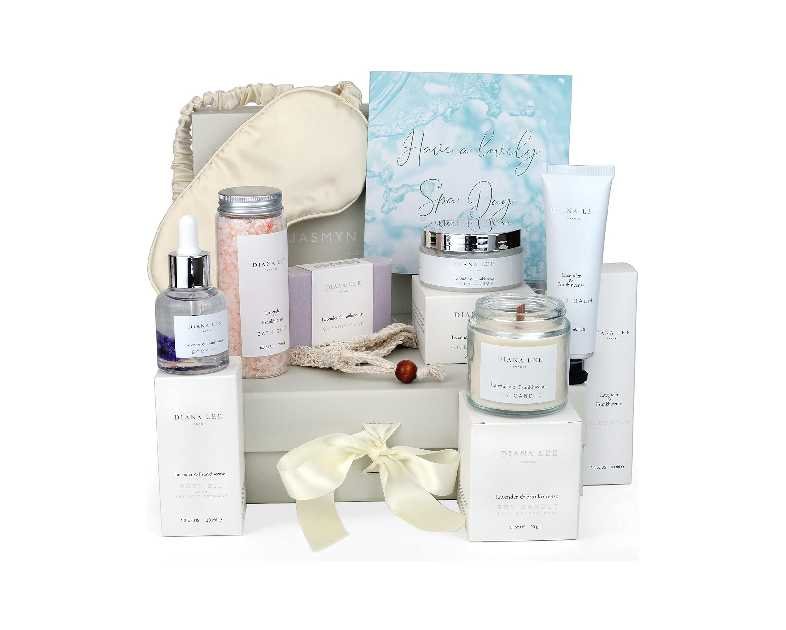 Jasmyn & Greene Luxury Spa Gift Basket for Women - 10 Relaxing Spa Birthday Gifts for Women with Lavender. Bridal Shower Gifts for Woman with Self Care Kit. Get Well Soon Package for Mother Sister.