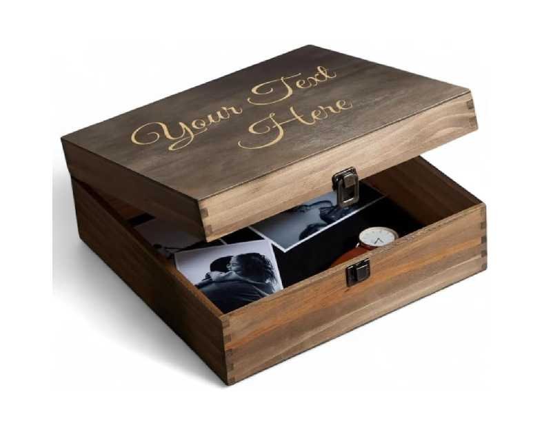 Personalized Wooden Keepsake Box - Custom Memory Box for Photos Jewelry Letters Rustic Memento Box for Wedding Anniversary Birthday Thanksgiving Retirement Gifts Engraved Keepsakes - Storage Boxes