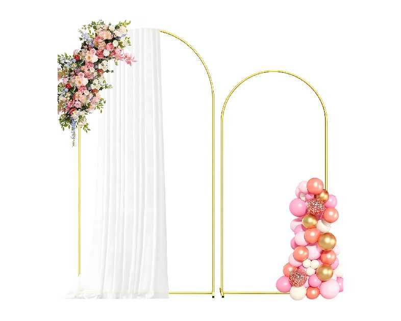 Metal Arch Backdrop Stand, 7.2FT+6FT Wedding Arch Frame, Gold Wedding Arch Backdrop Stand Set of 2, Balloon Arch Backdrop for Wedding Birthday Party Baby Shower Graduation Ceremony Decor