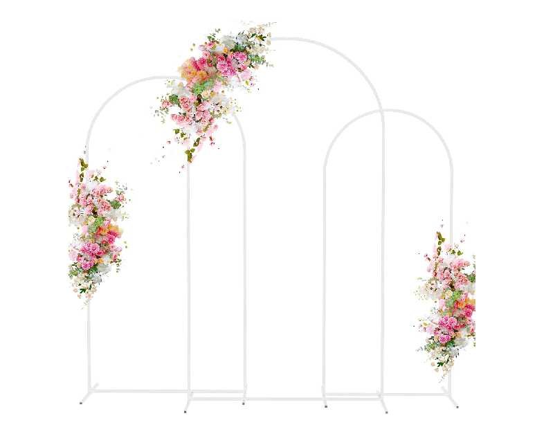 Wokceer Wedding Arch Backdrop Stand 7.2FT, 6.6FT, 6FT Set of 3 White Metal Wedding Arch Stand for Wedding Ceremony Baby Shower Birthday Party Garden Floral Balloon Arch Decoration
