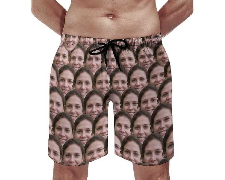 Custom Faces Print Men's Swim Shorts Photo Trunks Design Beach Shorts