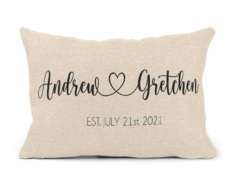 Girls Love A Monogram Wedding Gifts for Couples Unique for Couple, Personalized Pillows with Names - Housewarming Gift (Design 5)