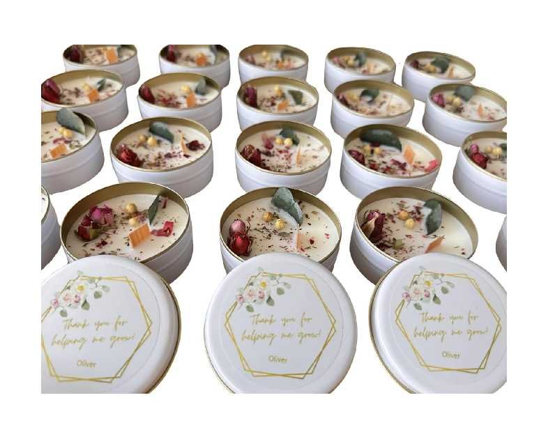 Scented Mixed Flower Candle Favors - Personalized for Weddings, Bridal Showers, Baby Showers, Birthdays, Christmas (10-20-30-40-50-100 PCS in Bulk)