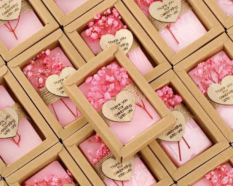 Demissle 30 Pcs Mini Scented Soap Wedding Party Favors Gifts Baby Shower Bridal Shower Handmade Natural Soap Favors for Guests in Bulk for Wedding Souvenirs Engagement Party(Pink)