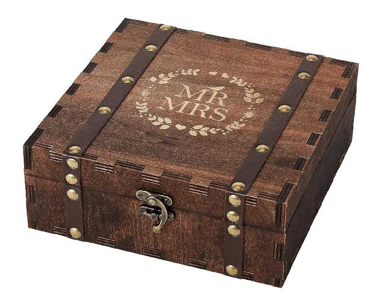 AW BRIDAL Mr and Mrs Wedding Keepsake Box for Couples, Wooden Memory Boxes with Lids, Bridal Shower Gifts for Bride Bachelorette Party, 2025 Engagement Gift for Newlyweds and Marriage Couple