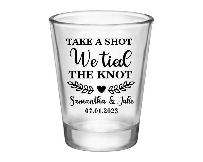 Take A Shot We Tied The Knot Shot Glasses, Bulk Set of 1.75oz Wedding Shot Glasses, Perfect Wedding Favor, Wedding Shot glasses, Bridal Party Shot Glasses