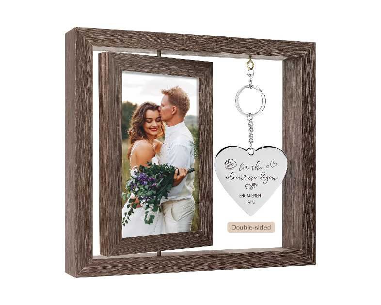 Engagement Gifts for Couples Gifts for Newly Engaged Couples Engagement Gift for Women Happy Engagement Party Gift Personalized Picture Frame Let The Adventure Begin Engaged Photo Frame