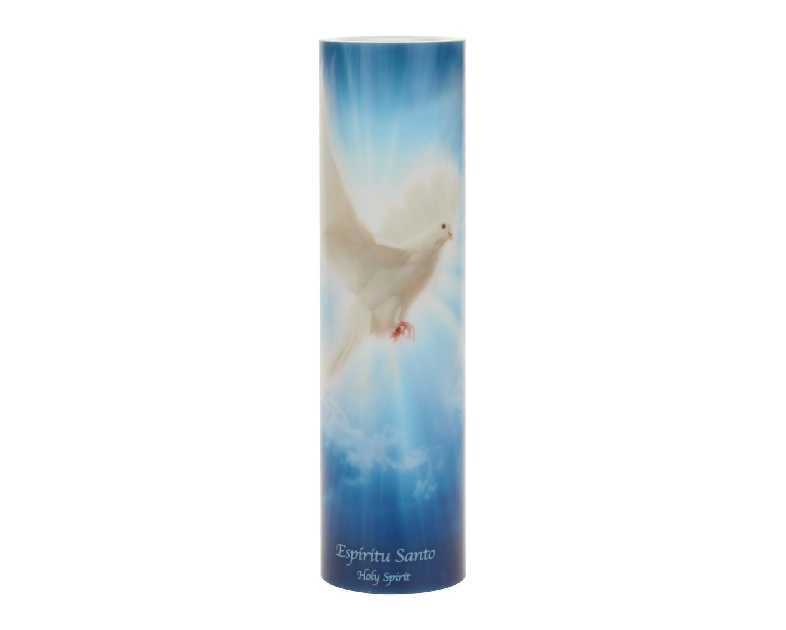 The Saints Collection Holy Spirit Flickering Lifelike LED Prayer Candle with Timer, Religious Home Decor, Gift Ideas for Friends and Family