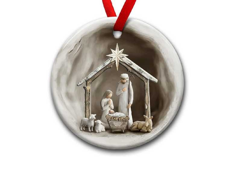 Nativity Scene Christmas Decorative Ornaments, Unique Jesus Nativity Ornament - Holy Family Tradition Gifts, Religious Christian Church Decorations