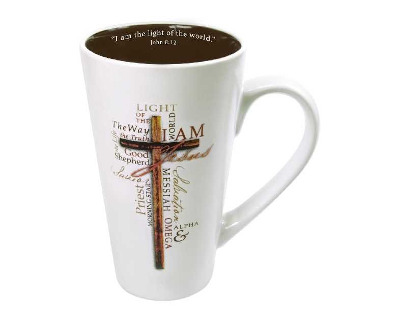 Christian Art Gifts White Stoneware Coffee Mug with Handle – 16 oz. Microwave & Dishwasher-safe Inspirational Scripture Coffee & Tea Mug for Men & Women with Bible Verse: Light of The World –John 8:12