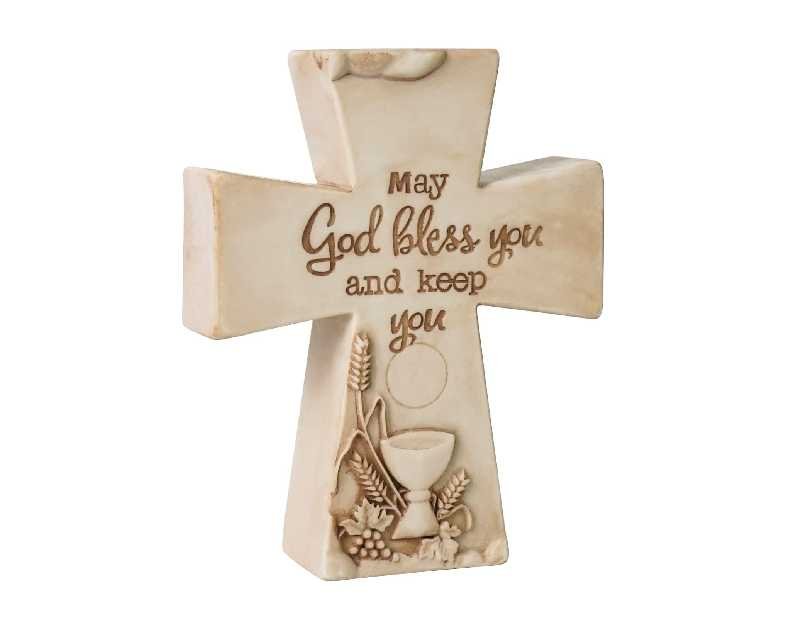 DreamsEden Small Cross Decor Tabletop Figurine Resin Christian Religious Cross Statue Table Ornaments Accent for Home, 5''