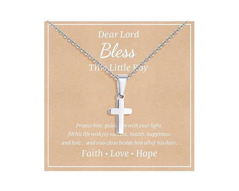 MEALGUET Easter Gift Cross Necklace for Kids : Minimalist Gold Plated/Silver Cross Chain Necklace Jewelry Christmas Gift First Communion Baptism Gifts for Teenage Girls Boys Son Easter Baskets